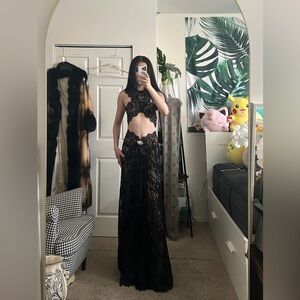 Bronx & Banco NAIA Black Lace Sheer Cutout Gown XS NWOT